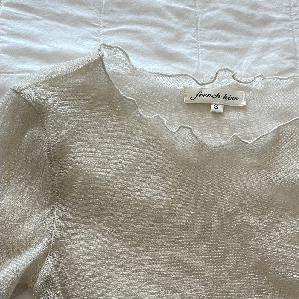 French Kiss Sheer Silver Top - Size S